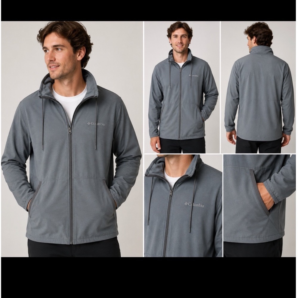 Columbia Mens Grey Full Zip Lightweight Active Jacket XXL XK5447 1989921